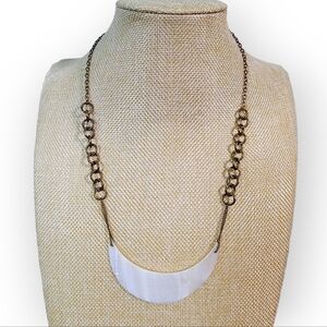 Half Moon Capiz and Antique Brass tone chain necklace